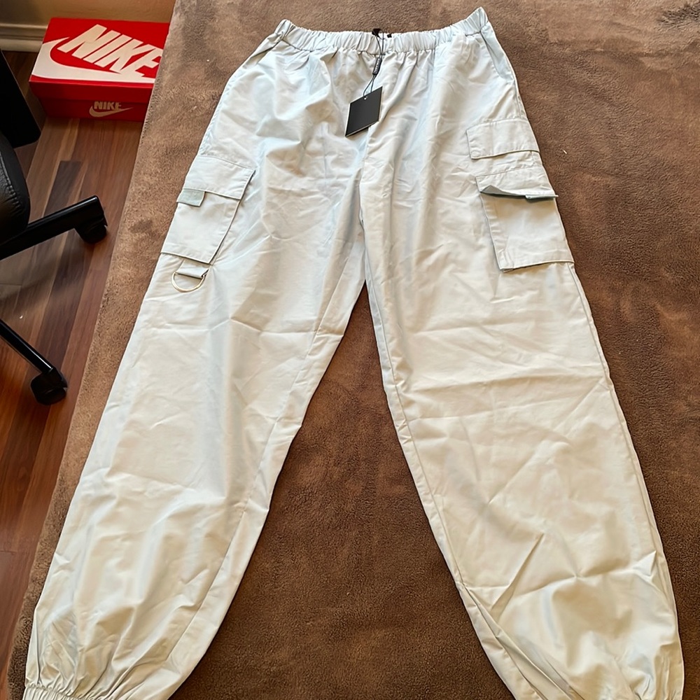Light blue/Steel grey polyester joggers